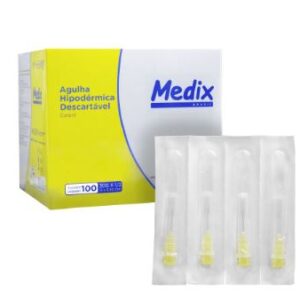 Agulha Hipodérmica Descartável Estéril 100 Unidades MEDIX 13x0,30mm - AMARELA
