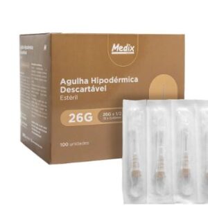 Agulha Hipodérmica Descartável Estéril 100 Unidades MEDIX 13x045mm - MARROM